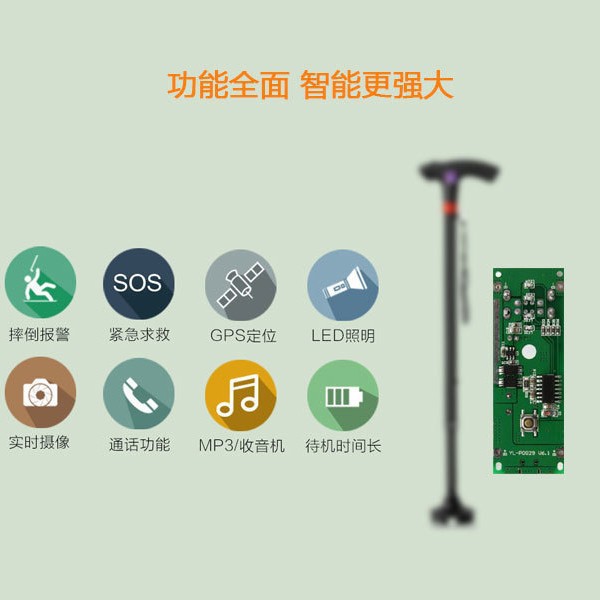 Multifunctional Intelligent Crutches to Assist Walking, Gps Positioning, One-Touch Dialing, Pcba Solution Design, Circuit Board Development