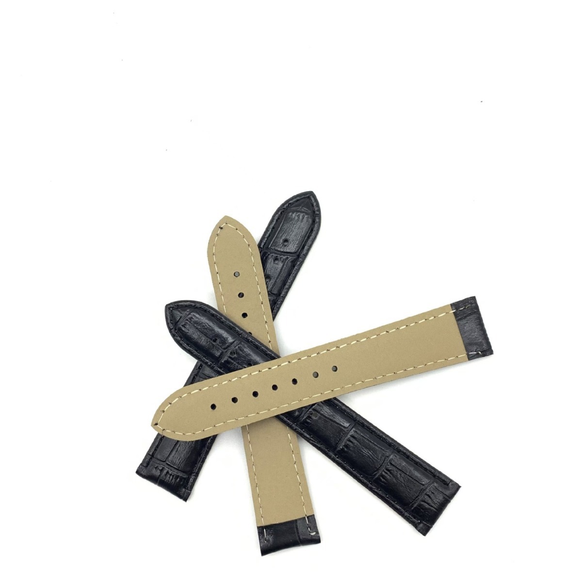 Watch Strap Pu Leather Strap Bamboo Pattern Steel Pin Buckle Watch Strap 20mm Business Durable Trendy Solid