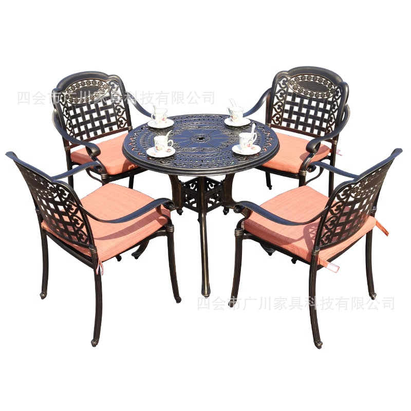 Outdoor Tables and Chairs Courtyard Outdoor Balcony Leisure Milk Tea Restaurant B&B Internet Celebrity Cast Aluminum Metal Table and Chair Combination