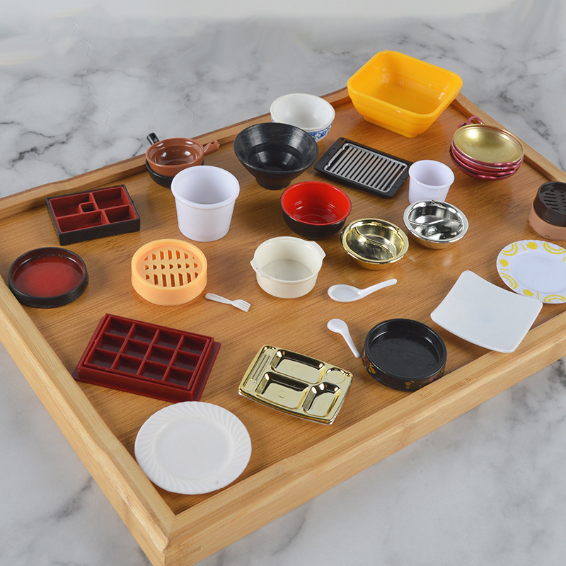 Симуляция миниатюрной миски еда мини обеденная тарелка синяя и белая фарфоровая миска украшения для кухни игрового домика ручной работы аксессуары оптом