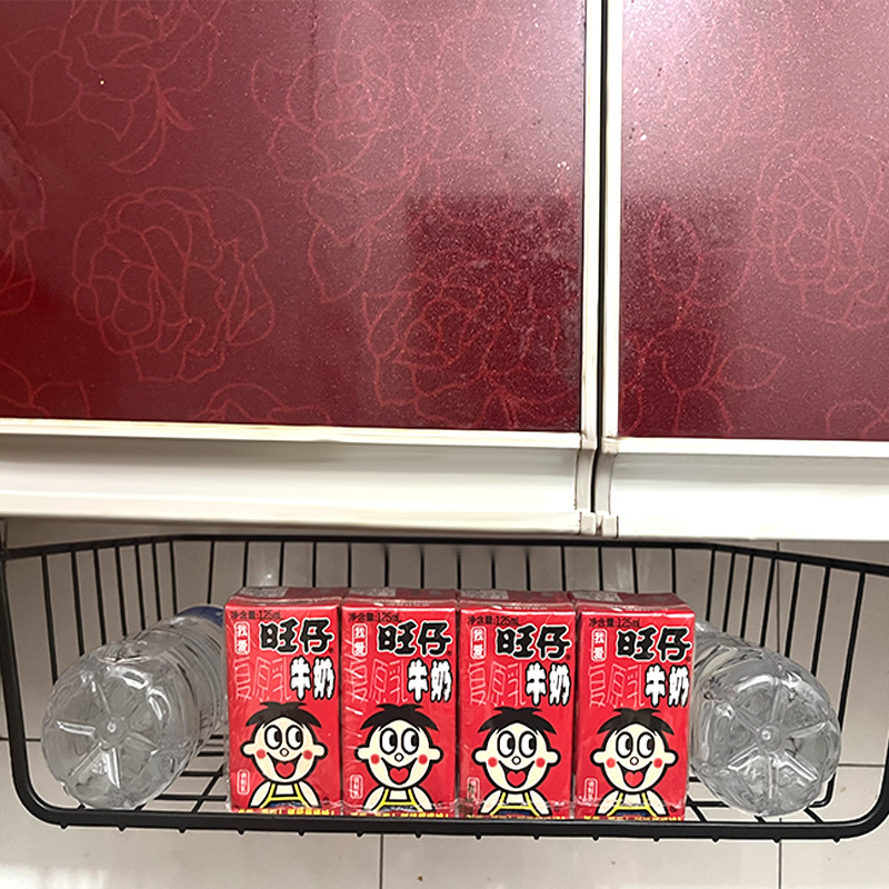 European-style multi-functional punch-free kitchen bathroom storage basket storage rack iron hanging basket