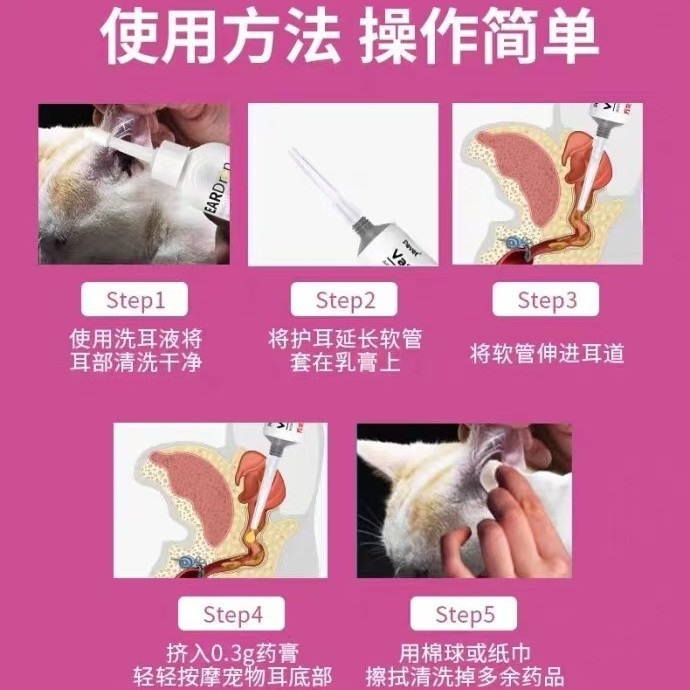 Paiweinuer Sulfate Neomycin Ointment Ear Ointment 10g Dog and Cat Ear Canal Otitis Media Otitis Externa Ear Mites Earwax