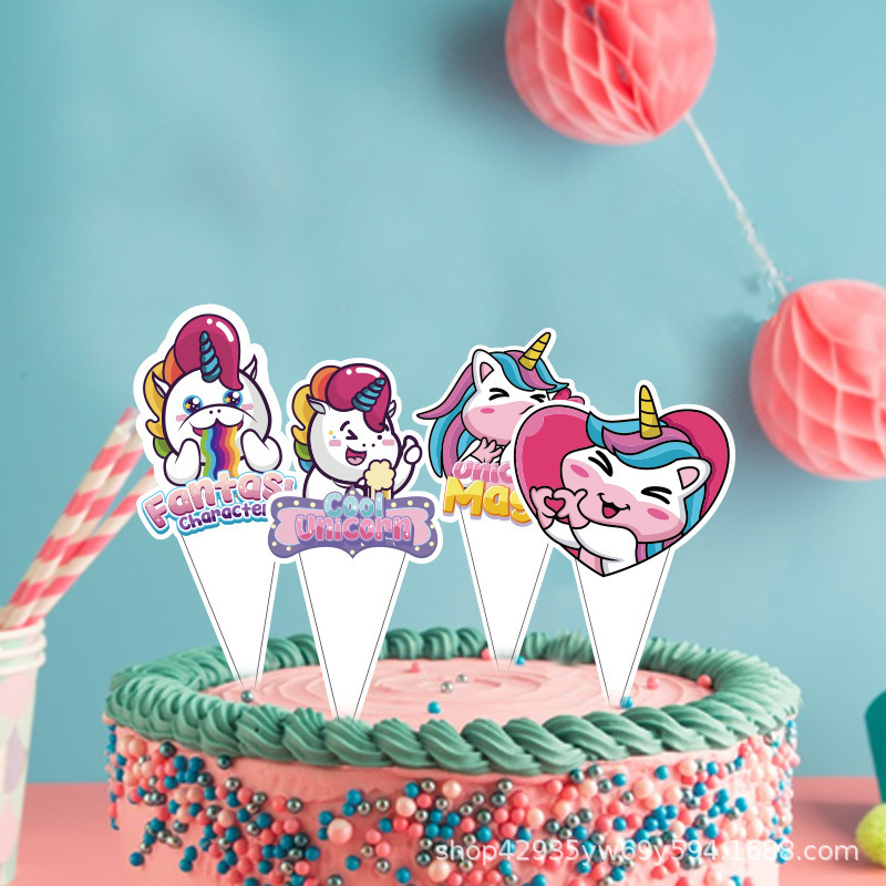 Customized Cute Unicorn Shaped Cake Inserts Paper Disposable Birthday Cake Party Theme Ready Stock Wholesale