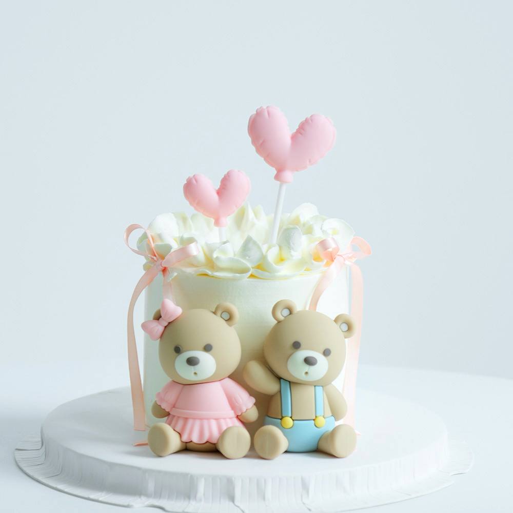 Chinese Valentine's Day Baking Cake Decoration Couple Pink Blue Bear Popular Desktop Ornaments Dessert Table Decoration Valentine's Day