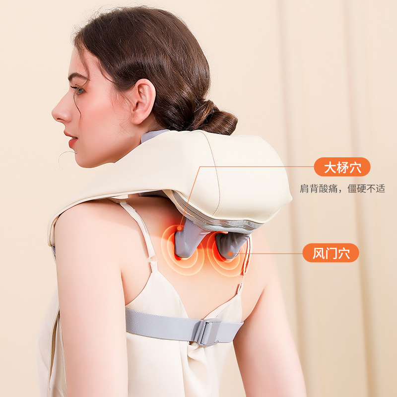 Cross-border cervical vertebra massager imitation human trapezius shoulder neck massager neck clamp kneading heating massage shawl