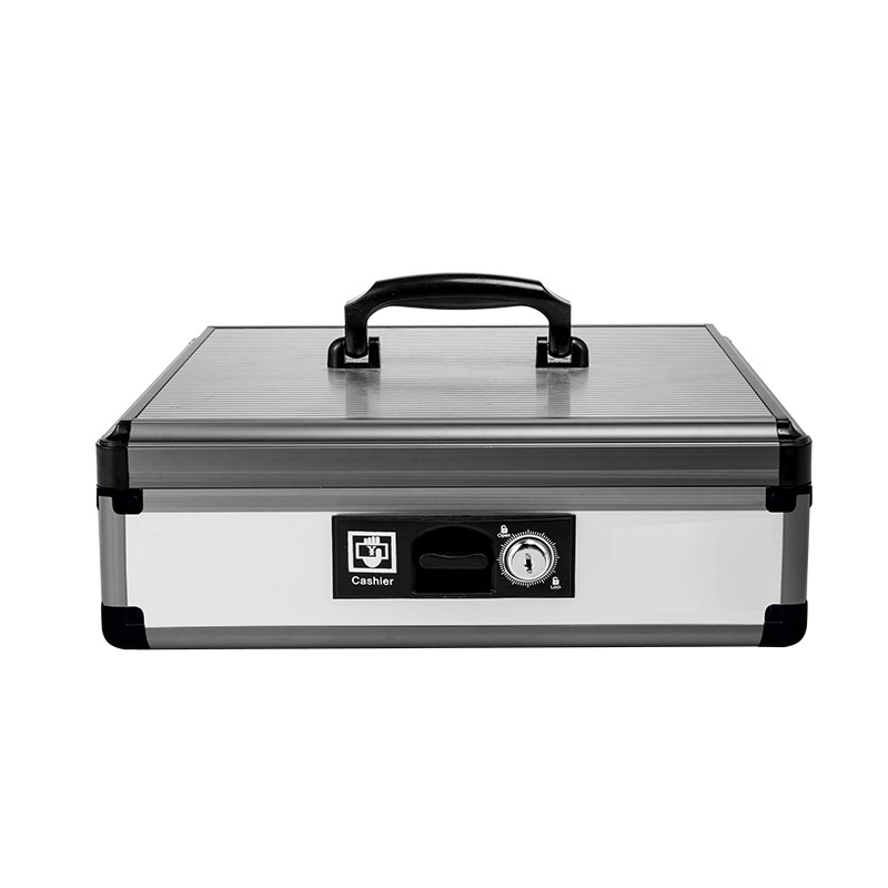 Aluminum Alloy Locked Cash Register Case Portable Cash Box Double-Layer Cash Box Financial Bank Supermarket Safe Deposit Box