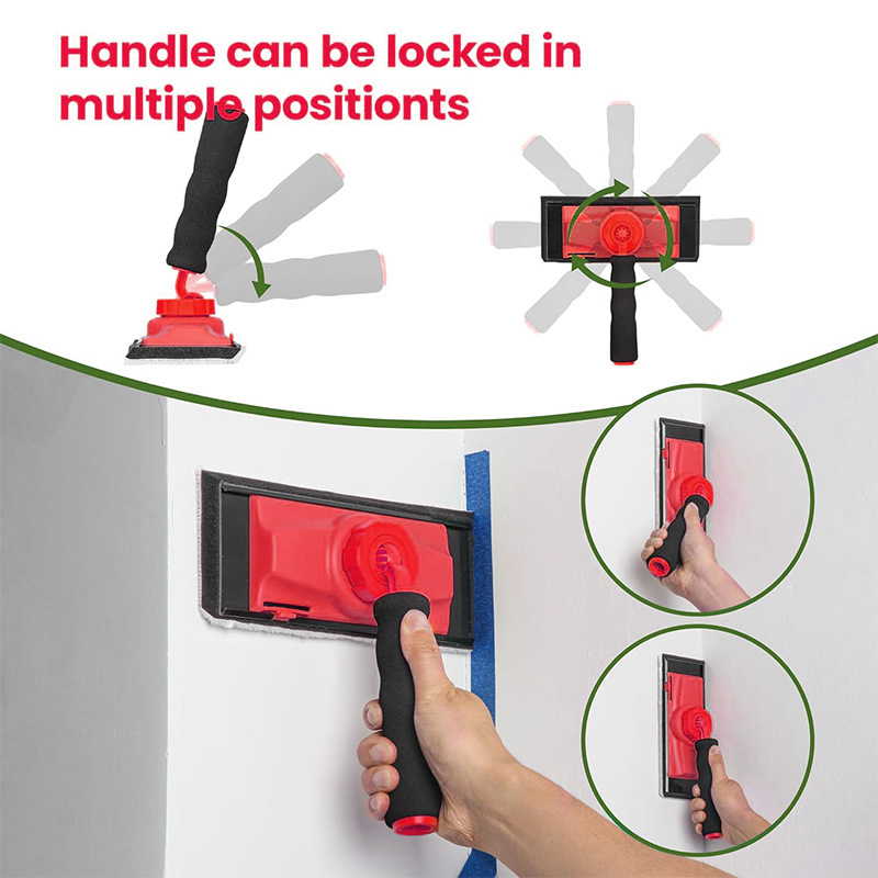 9inch Rotating Handle Brush Set, Matching Paint Tray + Corner Brush, Each Brush Comes with 1 Replacement Piece