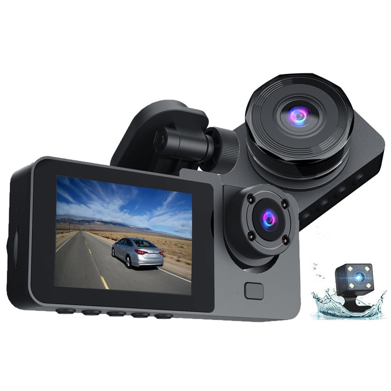 Cross-Border 1080P Three-Record Wifi Driving Recorder High-Definition Night Vision Three-Lens Mobile Phone Interconnection Reversing Image