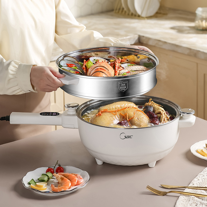 Микро-давление, многофункциональный электрический вок, интегрированная антипригарная сковорода для домашнего использования, нержавеющая сталь, не покрытая, электрическая пароварка для общежития