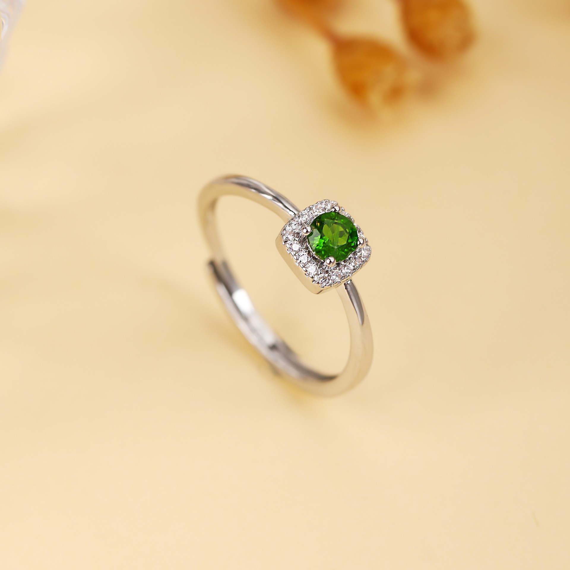 Tr-024 Natural Colored Gemstone Ring Wholesale Inlaid Tourmaline/Transparent/Purple Tooth Black 4mm Gemstone Fashion Opening