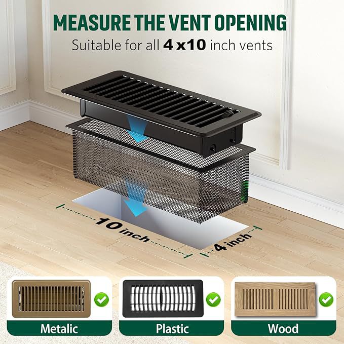 Ventilation Outlet Cover, Floor Register Filter, Patented Design for Foreign Objects and Debris Vents
