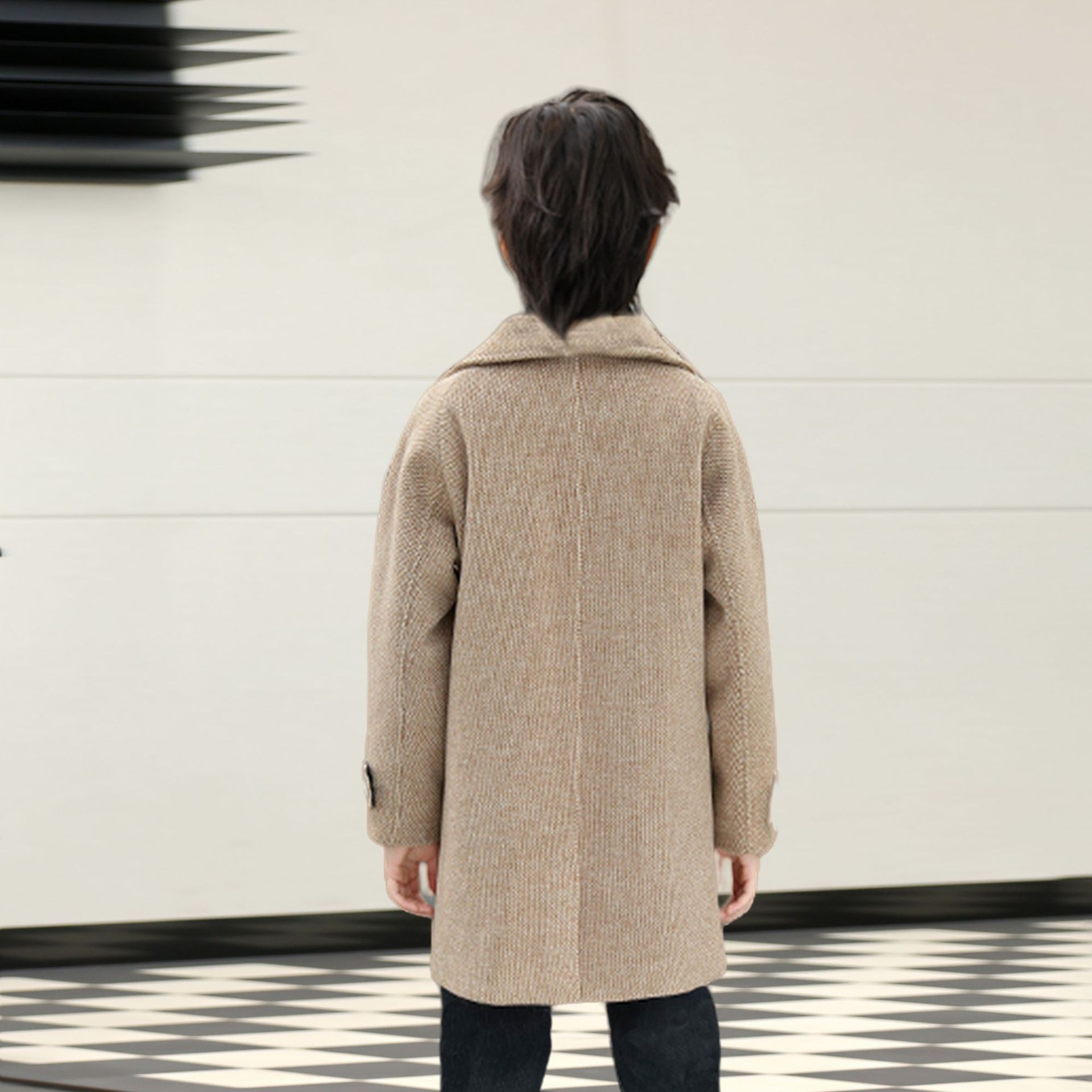 Boys' woolen coat autumn and winter western style warm mid-length Korean style handsome all-match windbreaker children's woolen coat