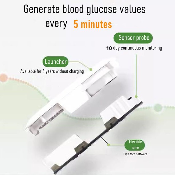 Microtech Generation 1 Microtech 24-Hour Dynamic Blood Glucose Meter Can Be Connected Via Bluetooth, Is Detachable, Does Not Require Finger Pricking, and Can Be Used for 15 Days