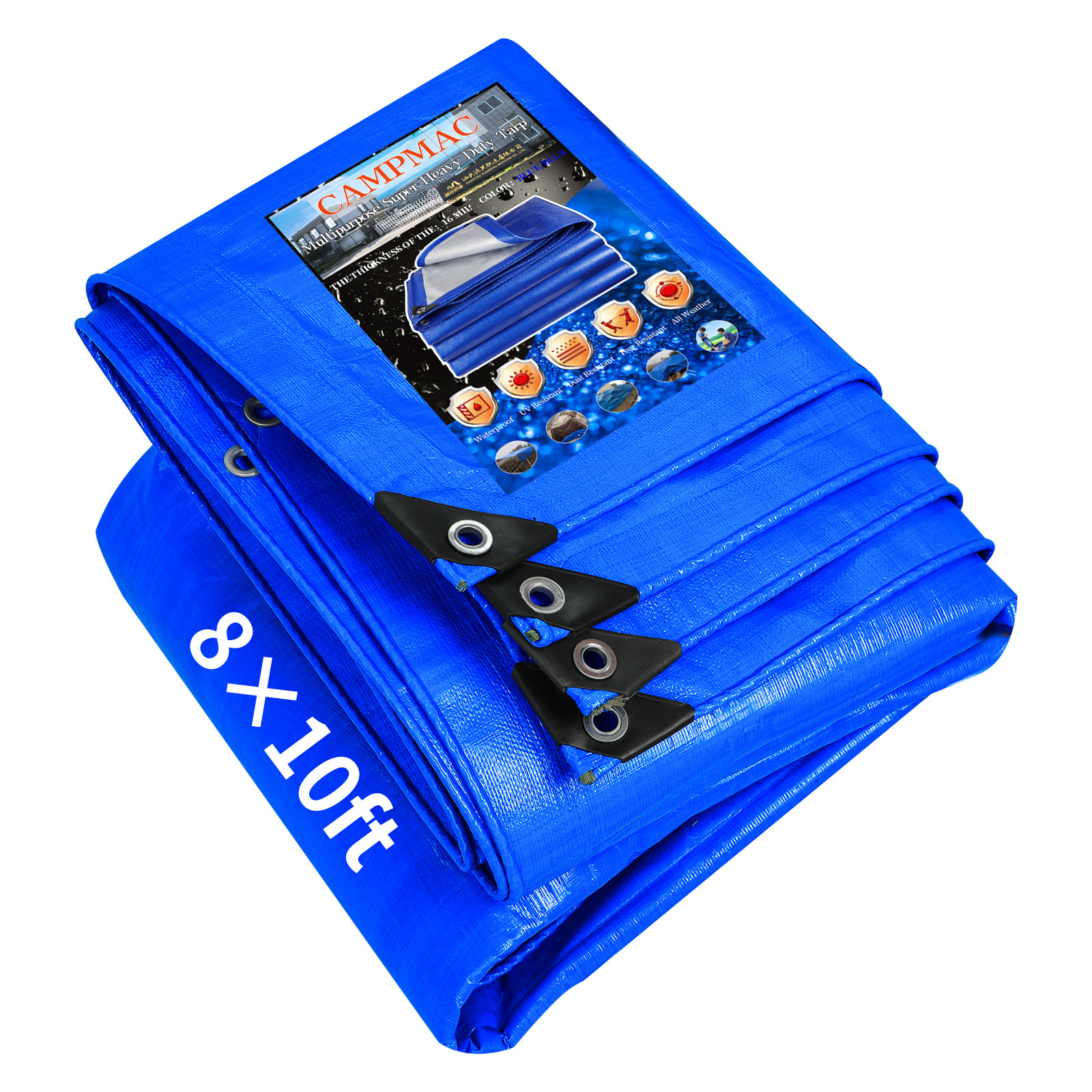 Outdoor Thickened Rainproof Cloth Sunshade Rain Cloth Waterproof Cloth Sunscreen Plastic Cloth Oilcloth Canvas Blue Silver Tarpaulin