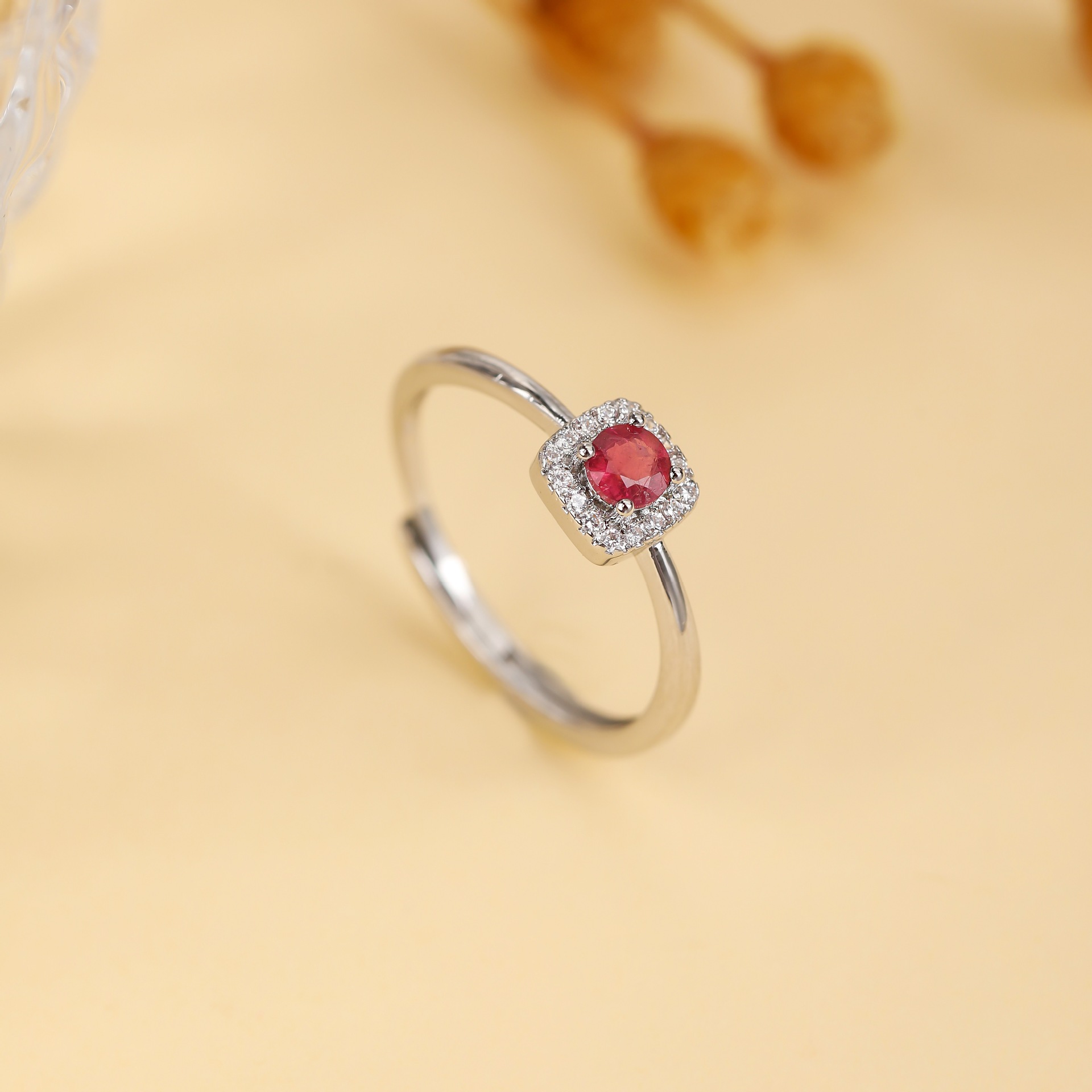 Tr-024 Natural Colored Gemstone Ring Wholesale Inlaid Tourmaline/Transparent/Purple Tooth Black 4mm Gemstone Fashion Opening