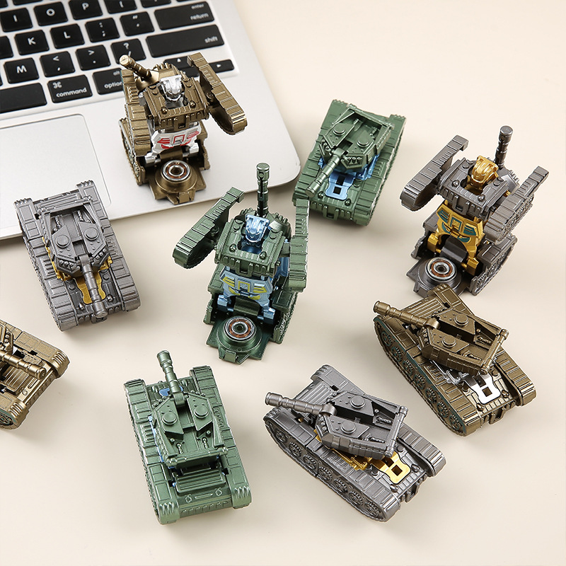 Children's Stress-Relief DIY Fidget Spinner Transforming Tank Car Finger Spinning Top Toy for Kids