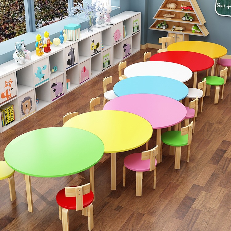 Training Class Kindergarten Table and Chair Combination Learning Table Tutoring Class Primary and Secondary School Students Solid Wood Painting Art Class Desks and Chairs