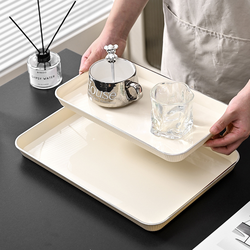 Tea tray tray rectangular plastic household living room tea cup water Cup plate fruit dessert storage tray light luxury style