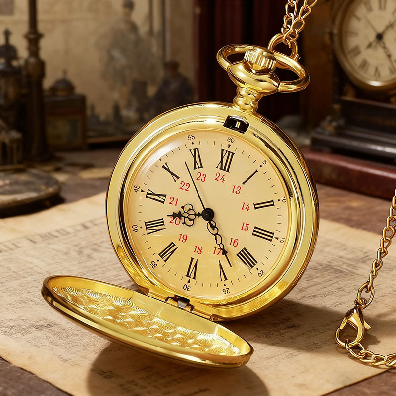 Карманные часы Delta Action Saiyed, полированные ретро переворачивающиеся большие карманные часы с арабскими цифрами, подарочные часы