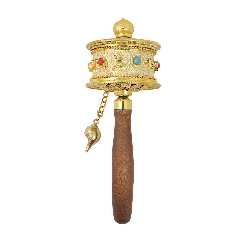 Hand-cranked Sutra Wheel Base Xizang Buddha Front Temple Word Truth Copper Sutra Wheel Handle Hand-held Socket Buddha Gear Base