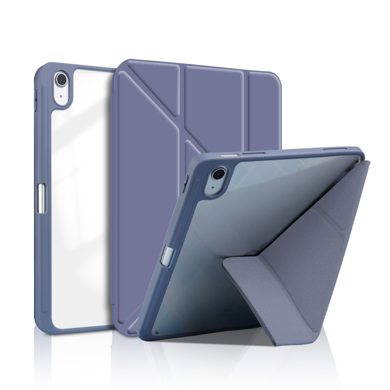 Suitable for iPad Protective Case with Pen Slot Air56 Generation Acrylic Hard Case Pro11 Deformed Y Folding Leather Case MINI6 Case