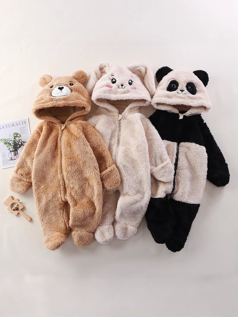 Baby Home Overalls Autumn and Winter Baby Cute Cartoon Panda Little Rabbit Little Bear Overalls Out Plush Overalls