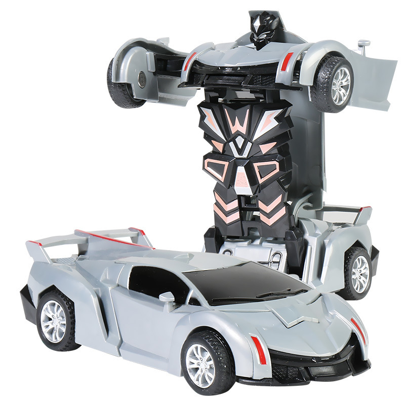 Factory Direct Sales One-Click Transforming Robot Impact Model Car Pull-Back Bugatti Transforms into a Boy Toy