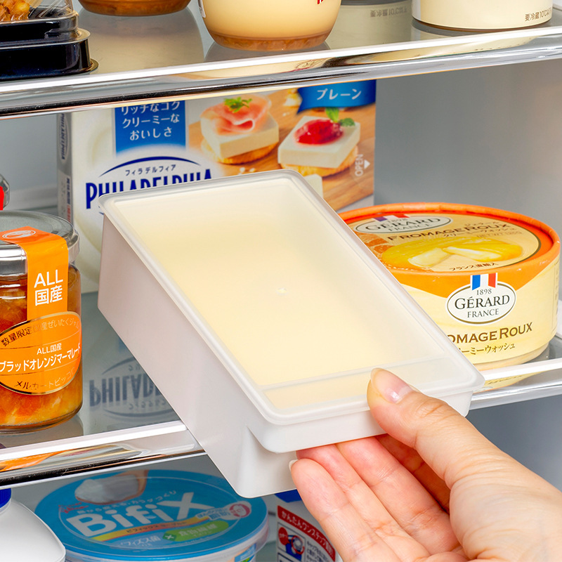 Japanese-Style Butter Cutting Storage Box, Divided Fresh-Keeping Box, Refrigerator Cheese Dust-Proof Storage Box, Butter Cutter