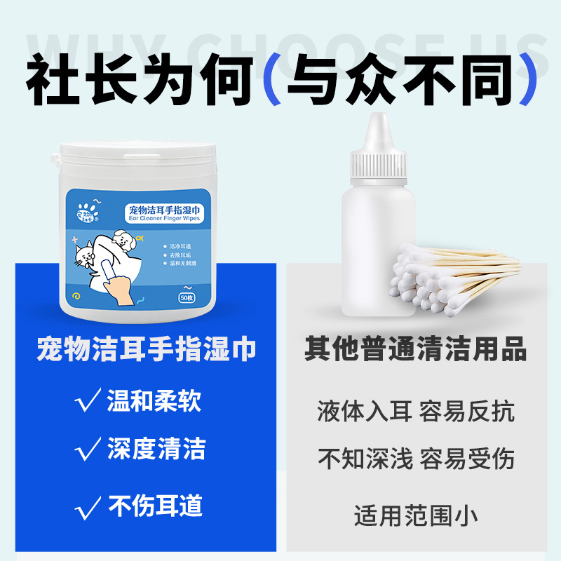 Foreign Trade Cross-border Pet Ear Cleaning Wipes Fingerwear Cats and Dogs Ear Mites Ear Wash Ear Care Cleaning Deodorant Tissue