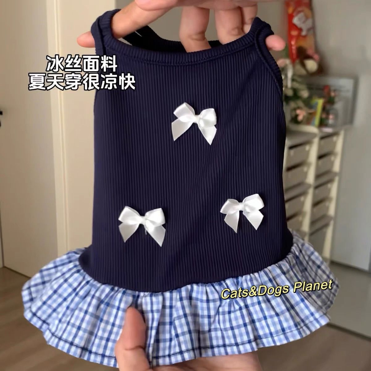 Cat Clothes Summer Cute Bow Suspender Skirt Pet Ragdoll Kitten Dog Thin Anti-Shedding Summer Clothes