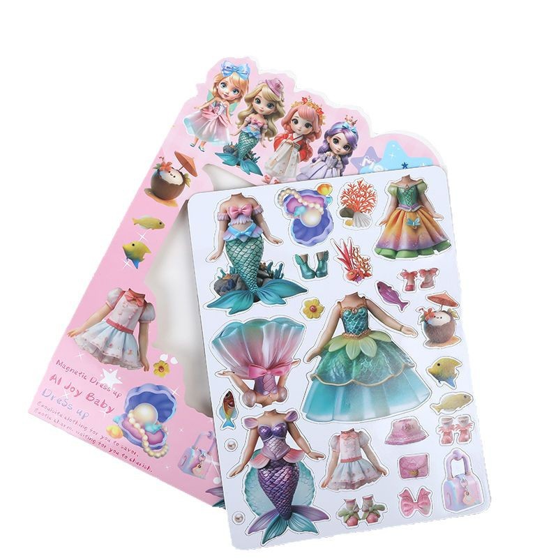 Magnetic Quiet Book Free Production Magnetic Dressing Scene Quiet Book Girls Environmentally Friendly Cartoon Mermaid Educational Toy