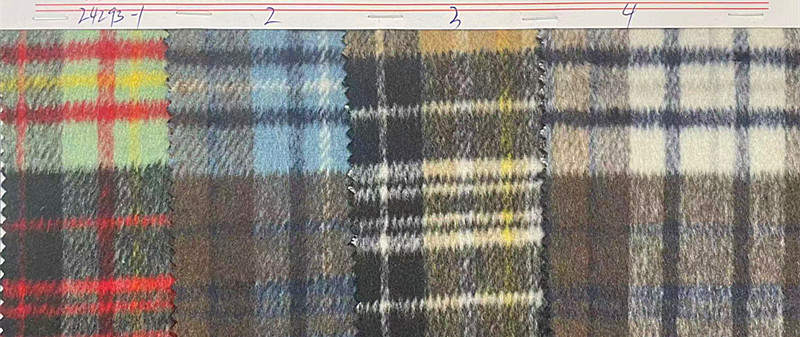 Woolen woolen in stock brushed plaid coat clothing/shoes and hats/luggage fabric Shaoxing supply