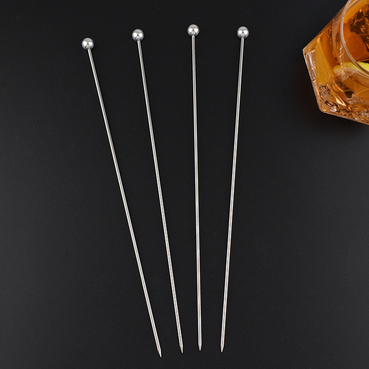 Bar Cocktail Skewers 304 Stainless Steel Cocktail Picks Fruit Wine Needles Martini Skewers Olive Skewers Stainless Steel Fruit Picks