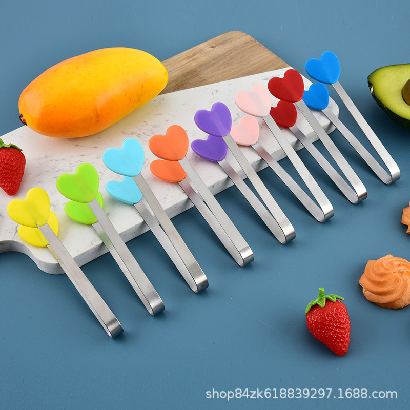 in stock creative silicone food clip stainless steel ice clip ice cube sugar snacks not dirty hand clip small palm food