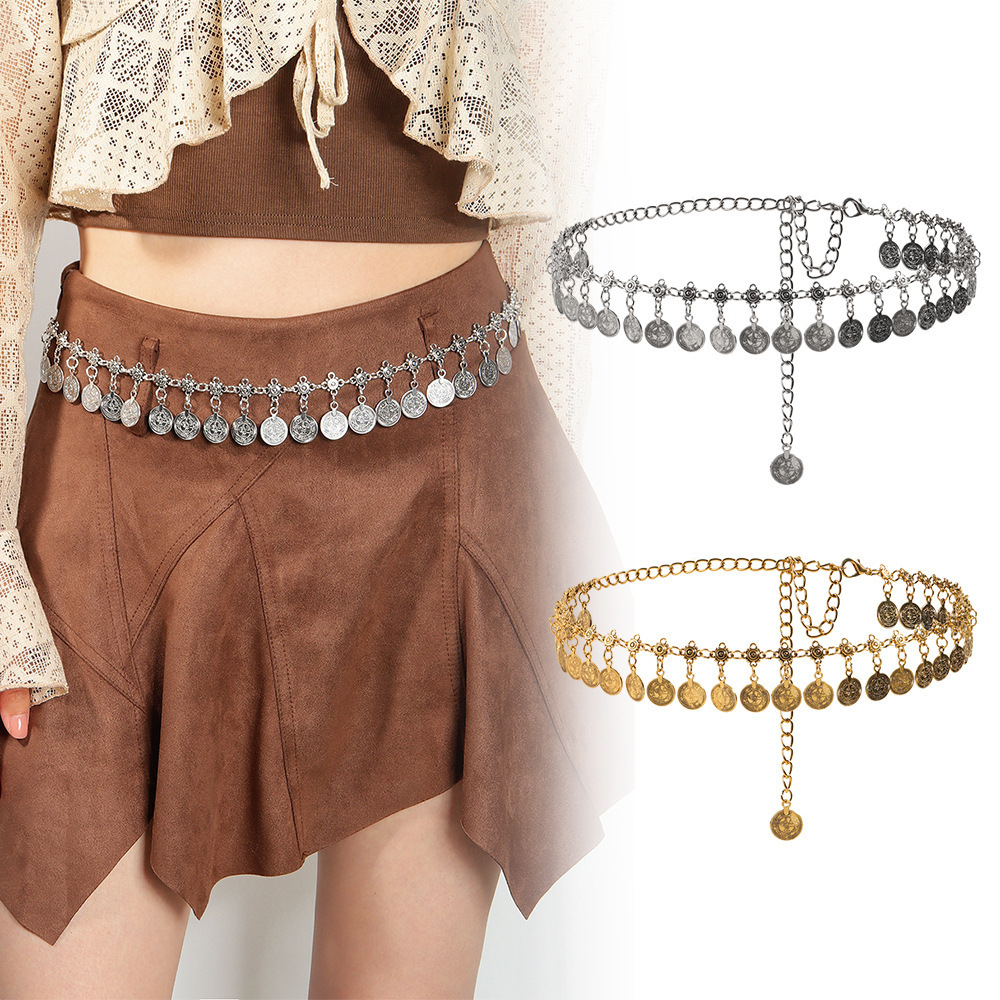 Niche High-End Fashion Retro Metal Waist Chain Y2K with Dress Bohemian Thin Belt Girdle Accessories