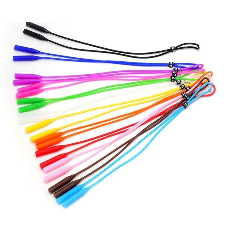 Silicone Round Head Buckle Adjustable Glasses Rope for Kidsren and Adults Sports Fixed Lengthened and Thickened Silicone Glasses Rope to Prevent Falling Off