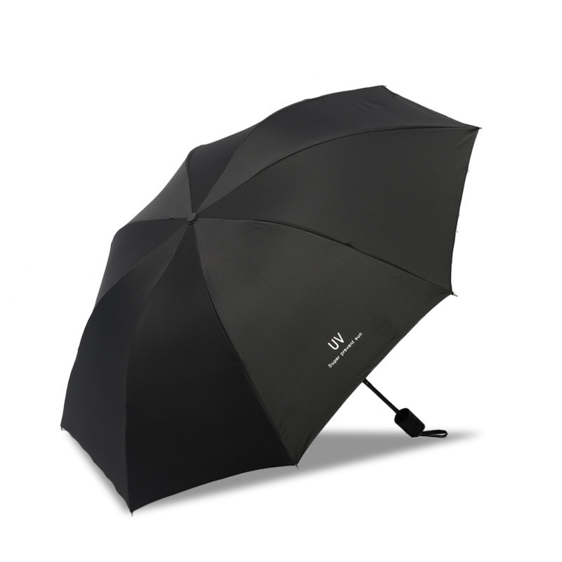 Fashion simple black rubber sunscreen manual automatic UV umbrella rain umbrella advertising umbrella can be customized logo