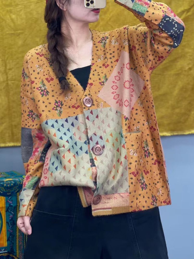 Cross-Border 2025 New Mink Velvet Knitted Sweater Women's Cardigan Jacket Fashion Casual V-Neck Top Women's Autumn Wholesale