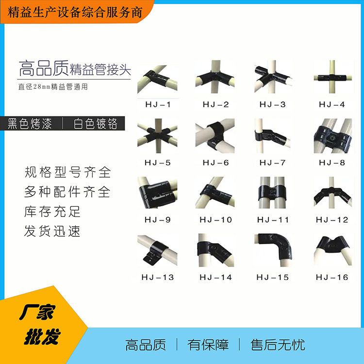 Оптовая продажа 28мм соединителя для труб Lean с черной краской Полные спецификации