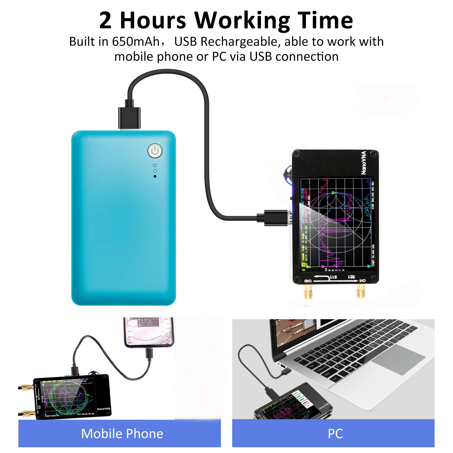 Nanovna -H 50Khz-1.5Ghz Antenna Analyzer 2.8inch Ips Mf Hf Vhf Uhf