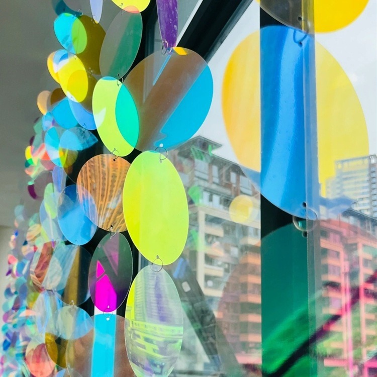 PVC Colorful Film Laser Kindergarten Hanging Ornament Material Round Film Magic Color A4 Transparent Color Plastic Film Round