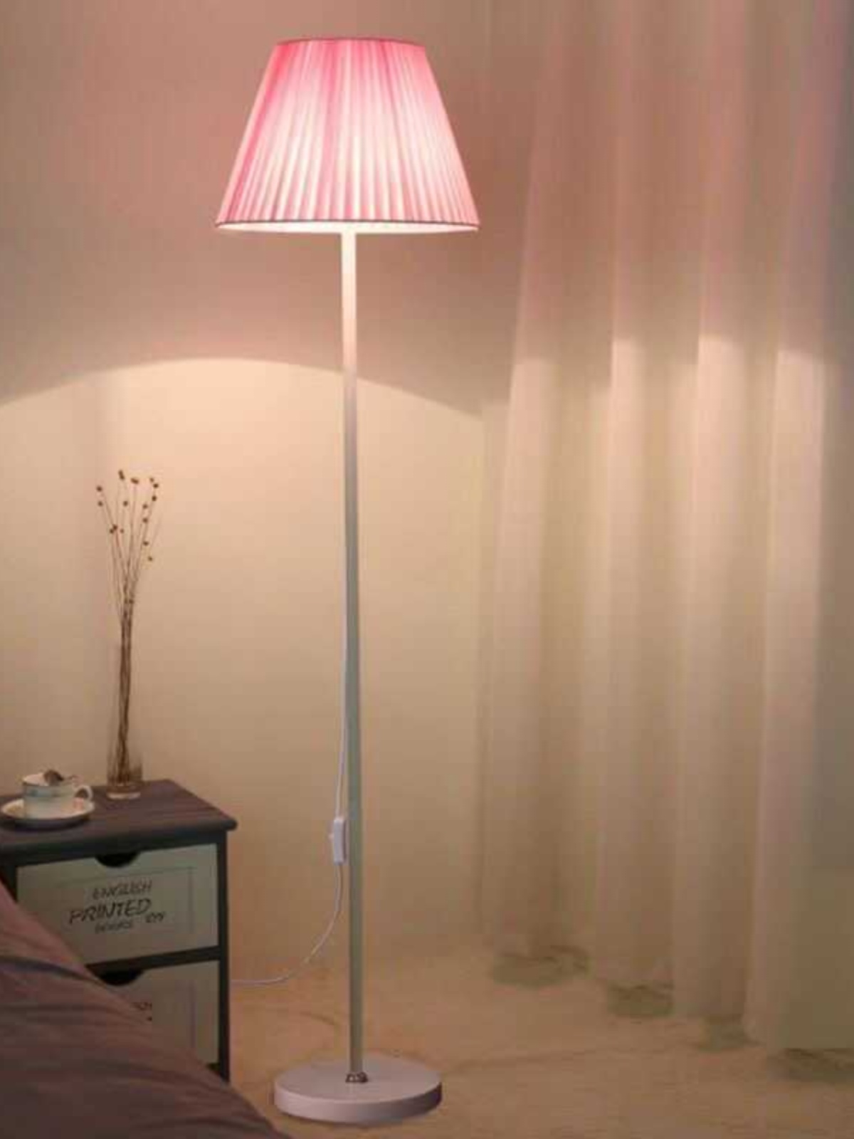 Energy-Saving Eye Protection Fabric Floor Lamp Living Room Study Modern Simple Hotel Bedroom Bedside Decorative Table Lamp Vertical Lamp