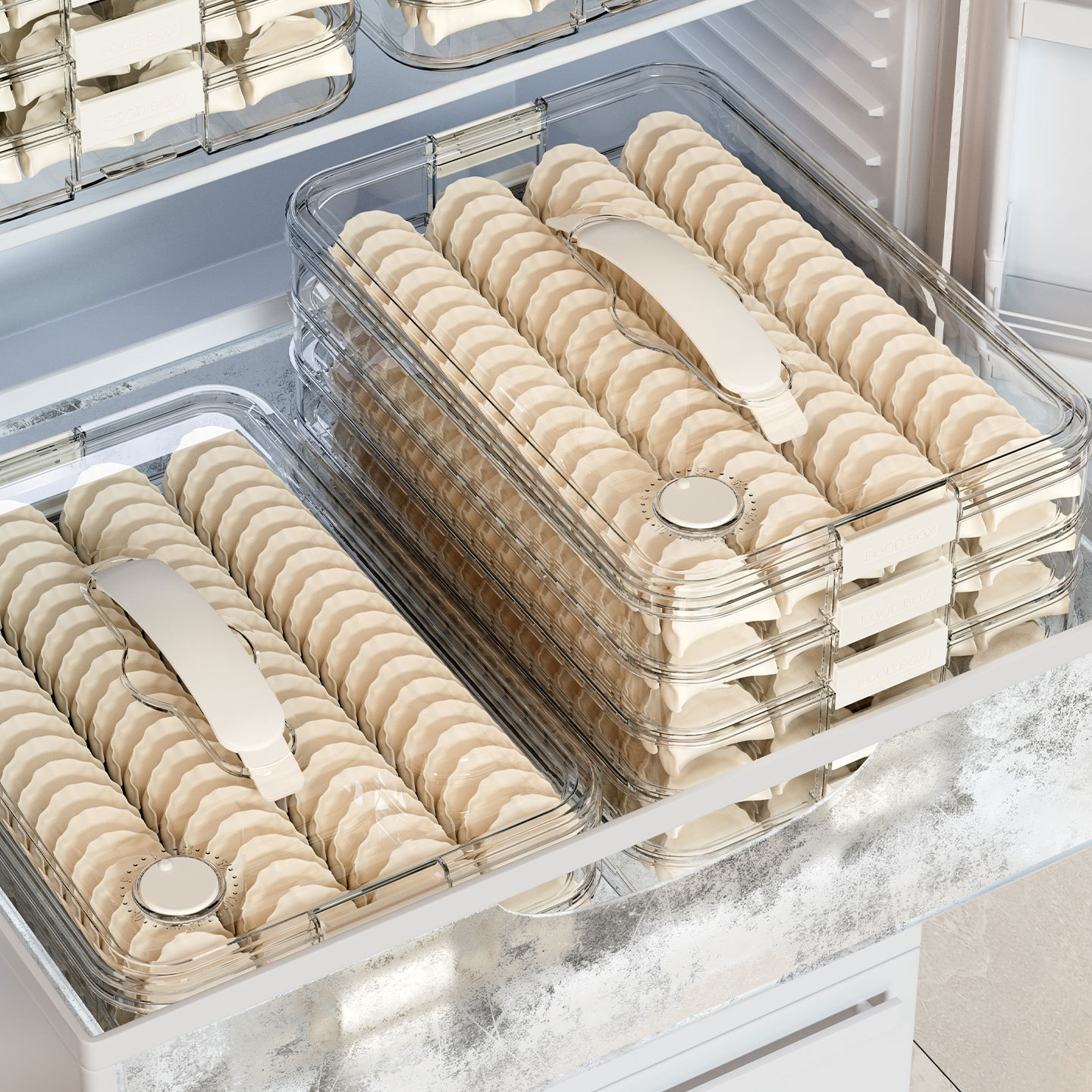 New Dumpling Box, Highly Transparent, Large-Capacity, Multi-Layer Refrigerator Freezer, Special Quick-Frozen Wonton and Dumpling Timing Storage Box