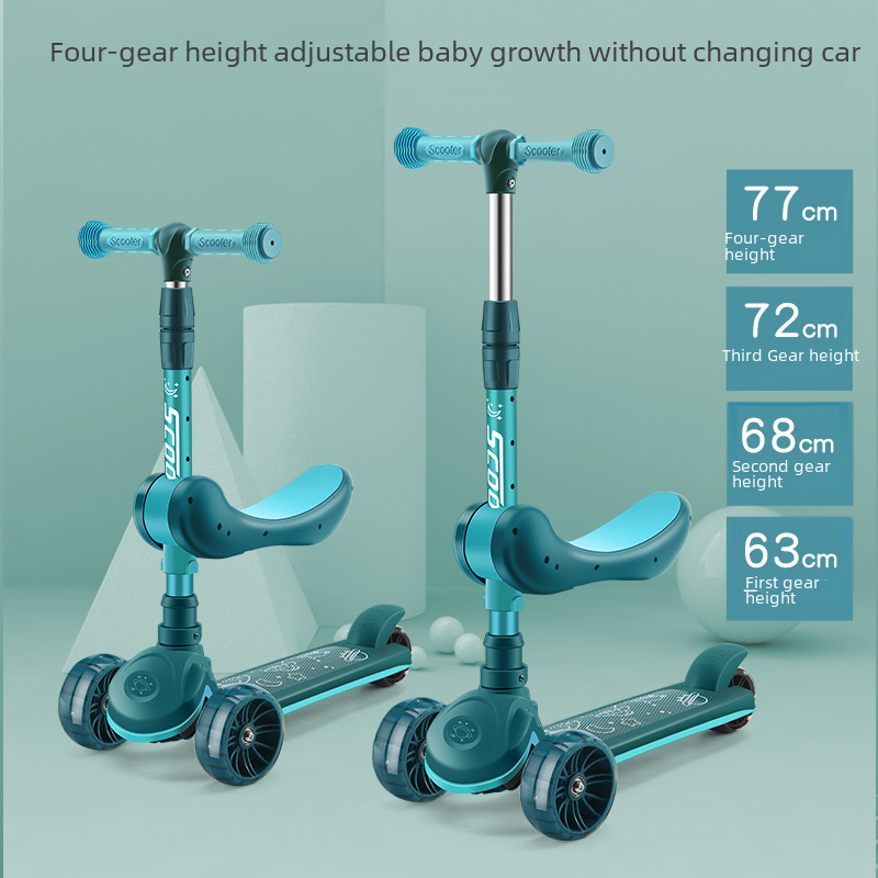 Children's scooter wholesale 2-12 years old children's car music three four wheel scooter scooter children