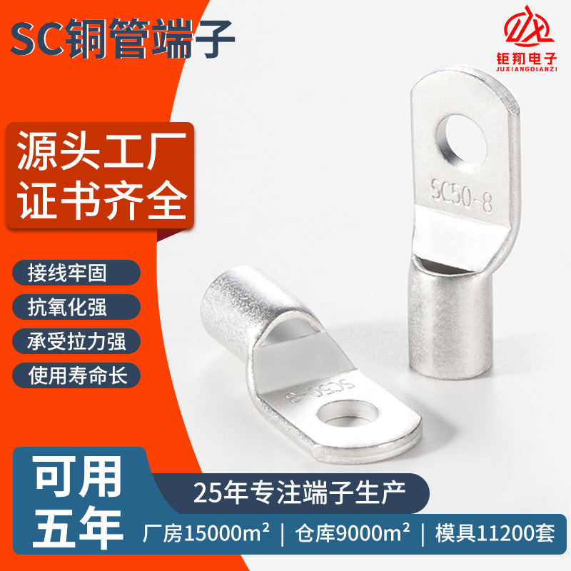 Оцинкованные холоднокатаные клеммы от производителя, утолщенные клеммы с глазком из медной трубы, медный провод T2, клеммы с медным носом по национальному стандарту