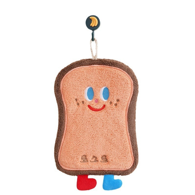 Cheese Towel Kitchen Bathroom Hanging Handkerchief Coral Velvet Water-Absorbent Quick-Drying Kidsren's Cartoon Hand Towel