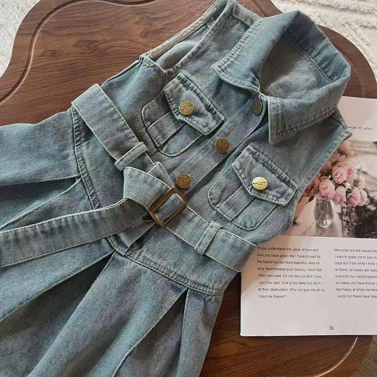 Girls Denim Skirt Sleeveless Summer Children's Vest Dress