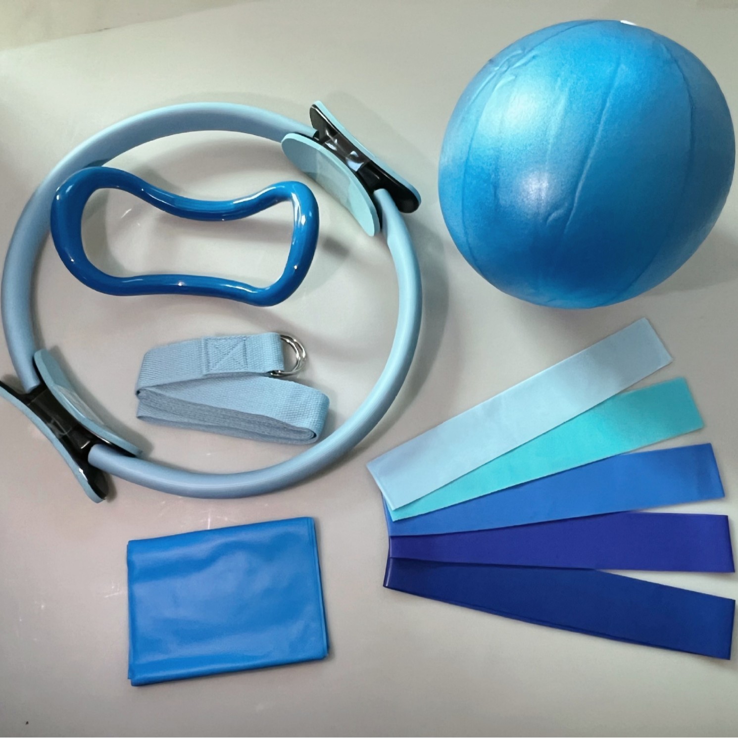 Pilates ring five-piece stretch aid with latex tension band 25cm yoga straw ball yoga ring combination