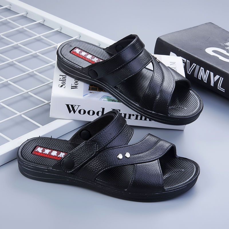 Vietnamese Rubber Dad Sandals Wear-Resistant Non-Slip Thick Summer Slippers Outdoor Men's Beach Shoes Thick-Soled Slippers Wholesale