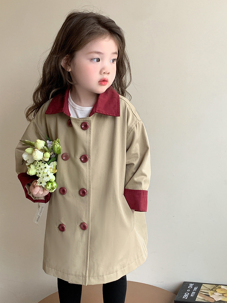 Girls' Outwears Spring & Fall 2025 New Korean Style Kidsren's Windbreakers Mid-Length Baby Girl Autumn Clothes Fashionable Clothes